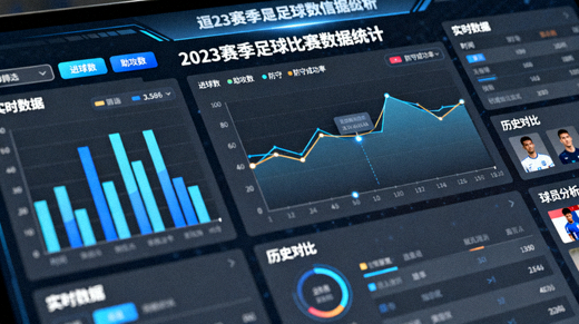 比赛数据统计图表与体育数据分析界面特写